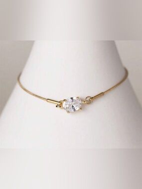 New Gold Tone Titanium Steel Snake Chain Bracelet Certified CZ Minimalist Dainty